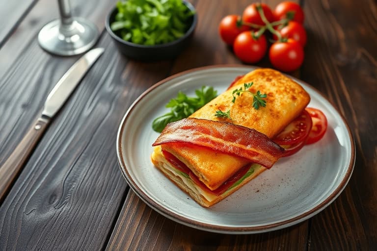 Friterte katfish-sandwicher med bacon, salat og tomat