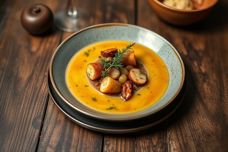 Fersk urtesuppe med potet og purre