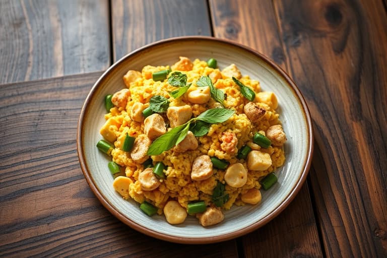 Grønne og korn scramble