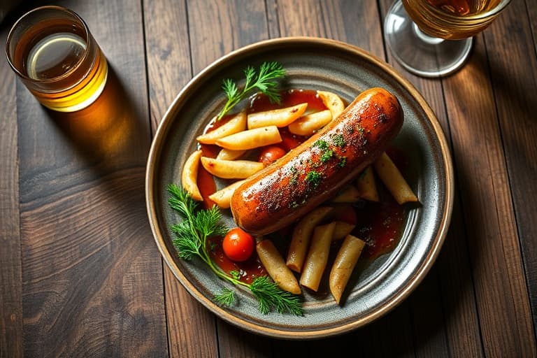 Bratwurst med epler, løk og surkål