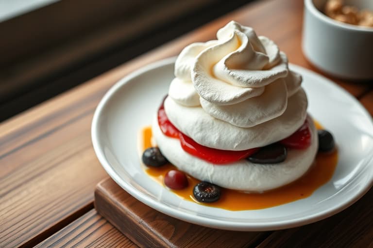 Gingeret fersken Pavlova