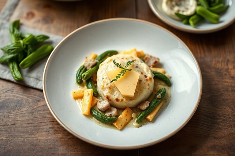 Karamellisert hvitløk, spinat og cheddarpai