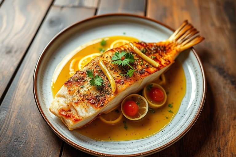 Grillet branzino med koriander- og myntesalsa