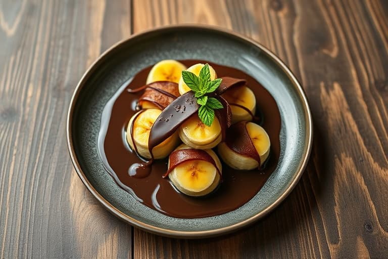 Banan- og mangospringruller med kokos- og sjokoladeganache
