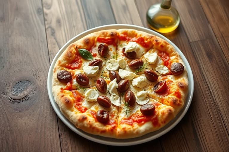Ovnsbakt pizza med karamelliserte løk, gorgonzola og valnøtter