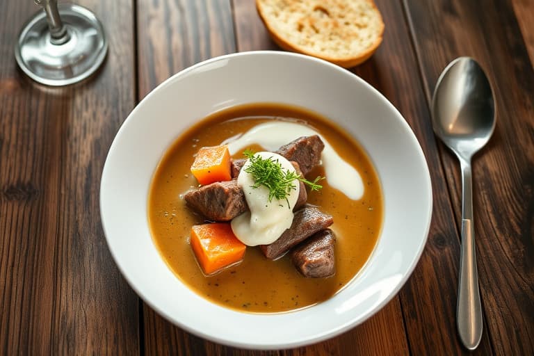 Lambsuppe med agurk og mynteyogurt