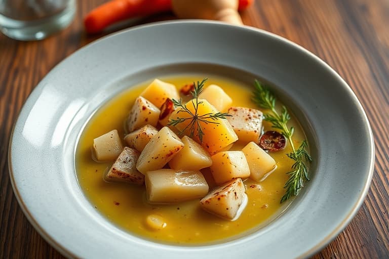 Bærkompott med sprø won ton-strimler og vaniljeis