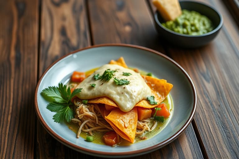 Kylling med chilaquiles og salsa verde