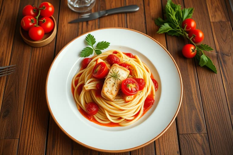 Pasta med sverdfisk- og cherrytomatsaus