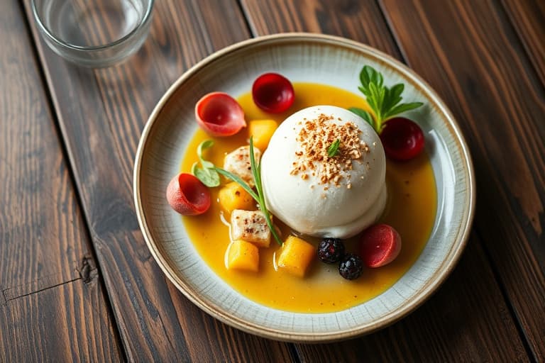 Villblomst-honning semifreddo med honning- og sesamvafler