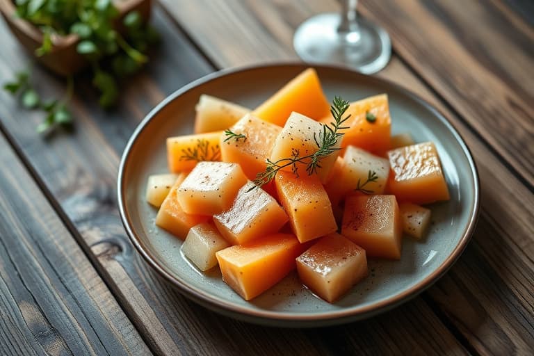 Saltet og krydret melon