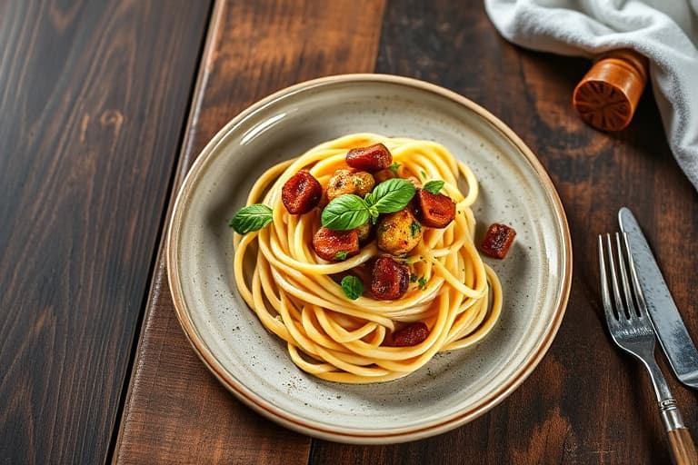 Pasta med aubergine- og basilikasauce