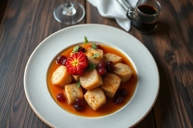 Røstede viltkyllinger med karamelliserte rotgrønnsaker og tørkede currantsaus