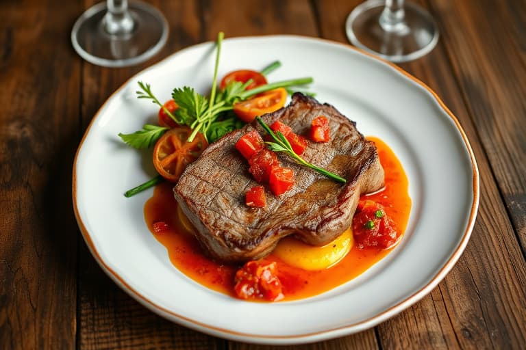 Ribeye med benmarg og reddiksalat