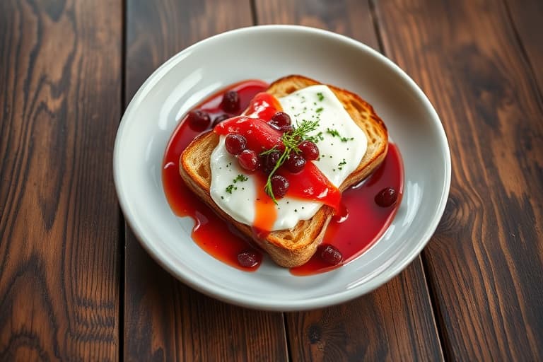 Fransk toast med pærer og granateplesaus