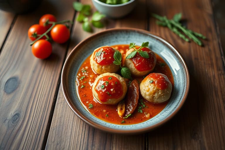 Kjøttboller med bulgur i løk- og tomatsaus (Voli me plyguri)