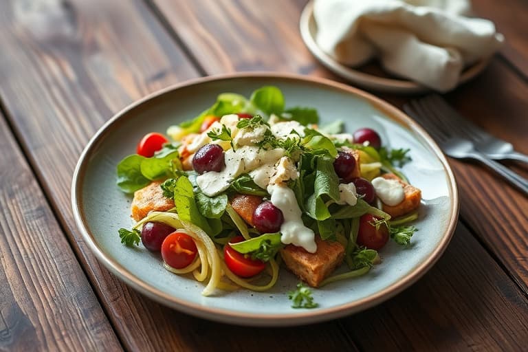 Vårløksalat med varm fetaostdressing