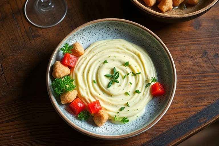 Chive- og pinjeknøttdipp med surdeigsristede skiver