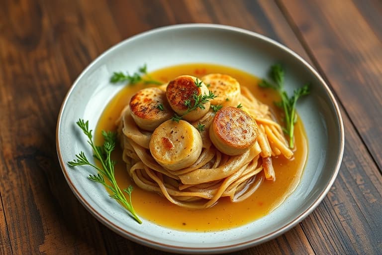 Kastanjespannkaker med kremete sopp