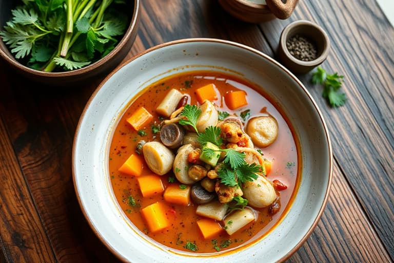 Kinesisk-inspirert spinat- og soppsuppe