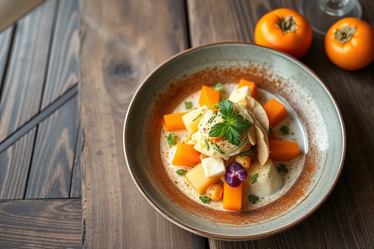 Bibb-salat med persimmon og kandiserte pekannøtter