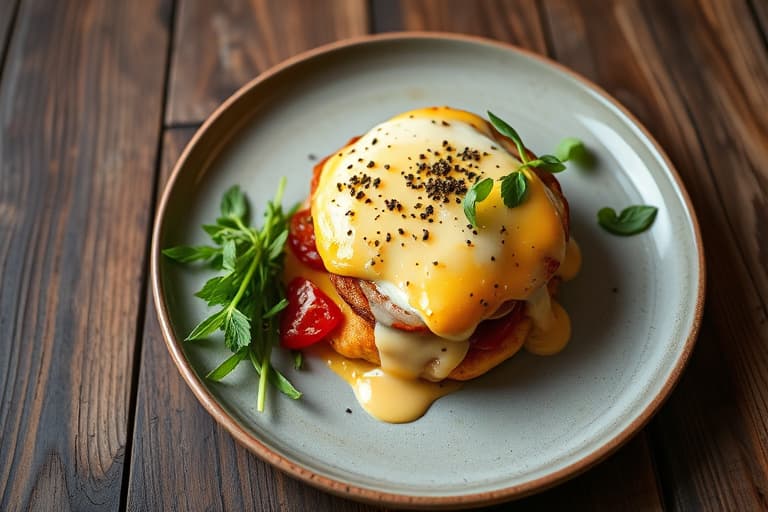 Croque Madame-grateng med skinke og Gruyère