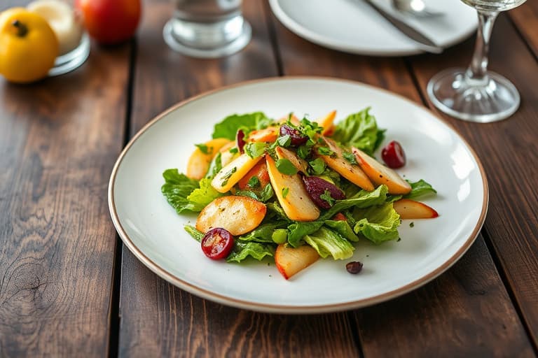 Endivesalat og escarolesalat med sennep- og appelsindressing