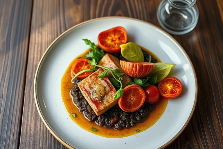 Blandet grønt med sherry- og sennepsdressing