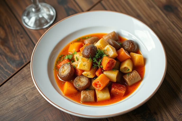 Kylling stekt med poteter, paprika og sjalottløk