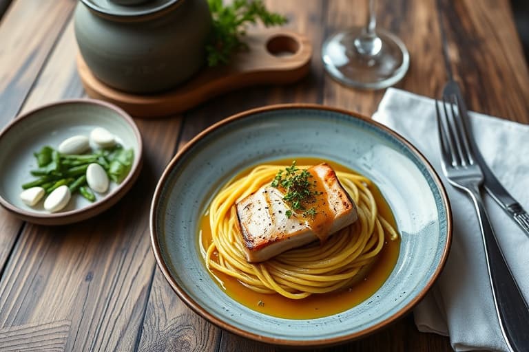 Stekte kamskjell på spinat med eplebrandy-saus med krem