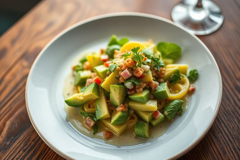 Avocado- og geitostsalat med limesaus