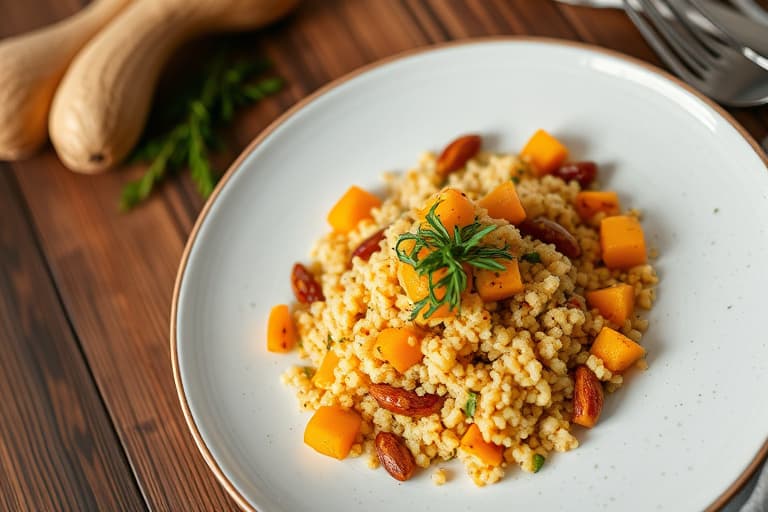 Karrikrydret couscous med kylling og squash