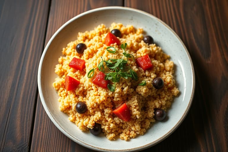 Couscous med gullrosiner, pinjekjerner og vårløk