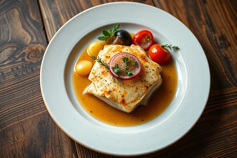 Svinefilet med epler, plommer og sennepskremsaus