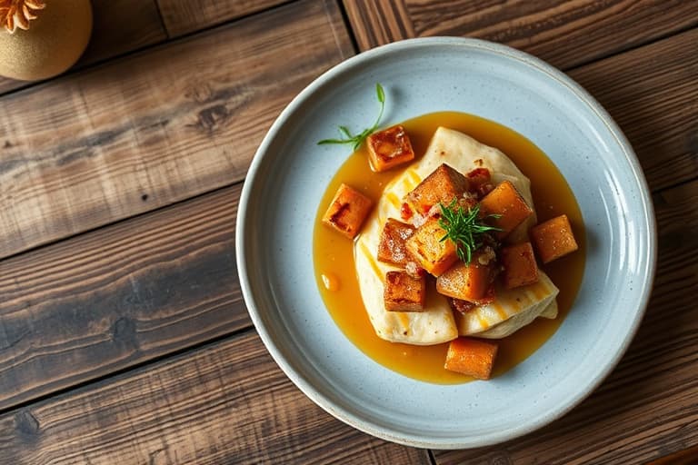 Blåmuggost- og karamellisert løk-kvadrater