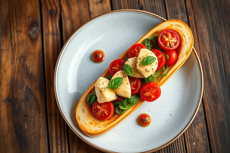 Ovnsbakt kylling og langsomt stekte tomater på en baguette