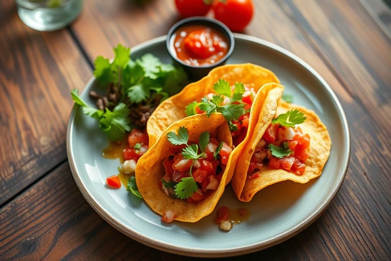 Mini tortillalefser med mais, sopp og fersk tomatillodip