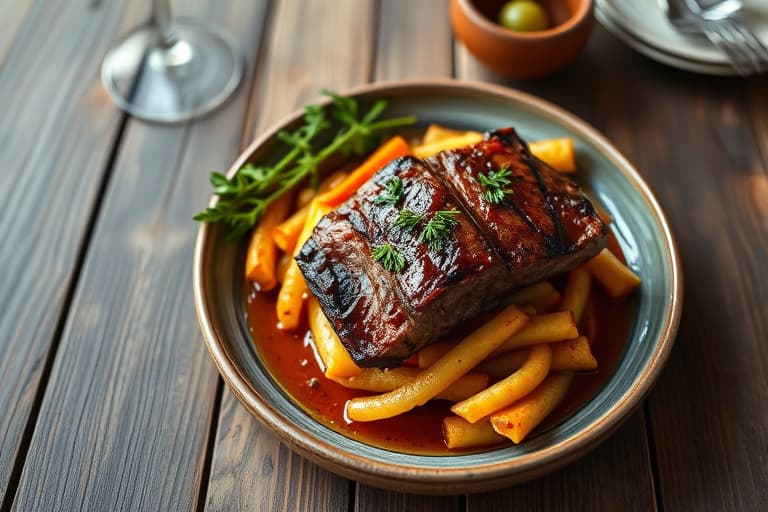 Svartpepper-barbeque ribbe av storfe