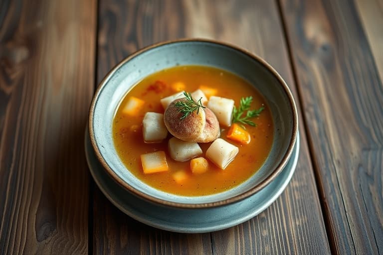 Klassisk Manhattan-sjømatssuppe med kamskjell