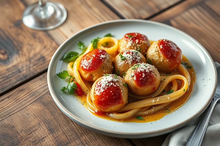 Italienske pølse- og kjøttboller med brød