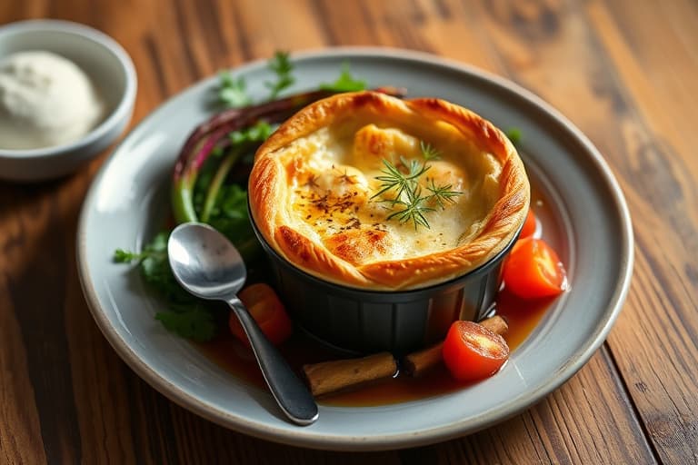 Cod Pot pies med dillbunn av kjeks