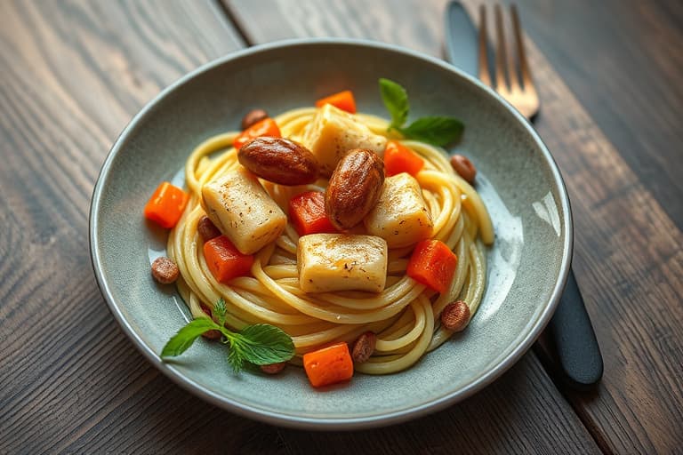 Hvitløkkylling og paprika med bønner