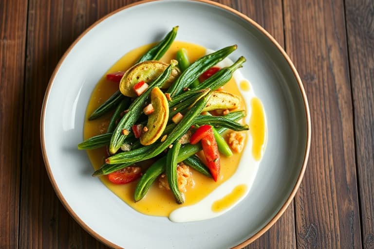 Sprø okra i yoghurtssaus