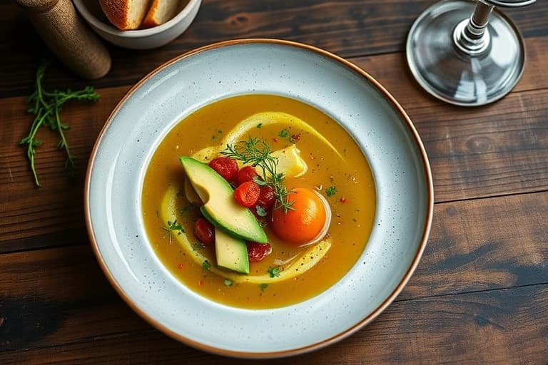 Muslingesuppe med avocado, tomat og dill