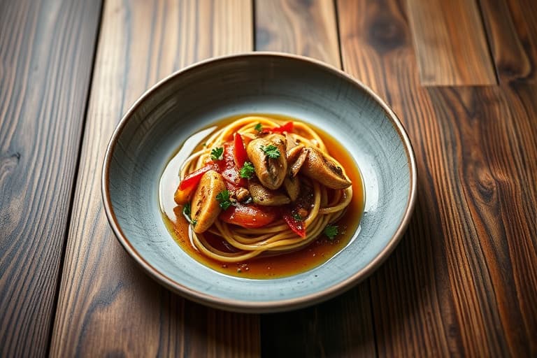 Rødstekt kylling med shiitakesopp