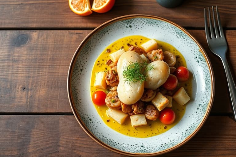 Reker med maisgrøt, syltejalapeño, speilegg