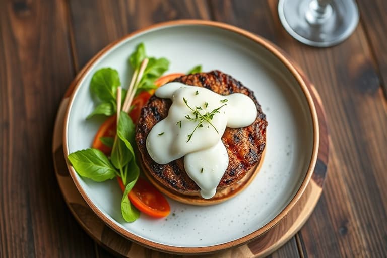 Karré-lammburgere med grillede grønnsaker og myntayogurt