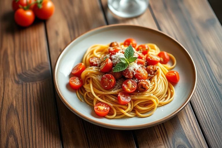 Fersk tomat- og rekerpasta