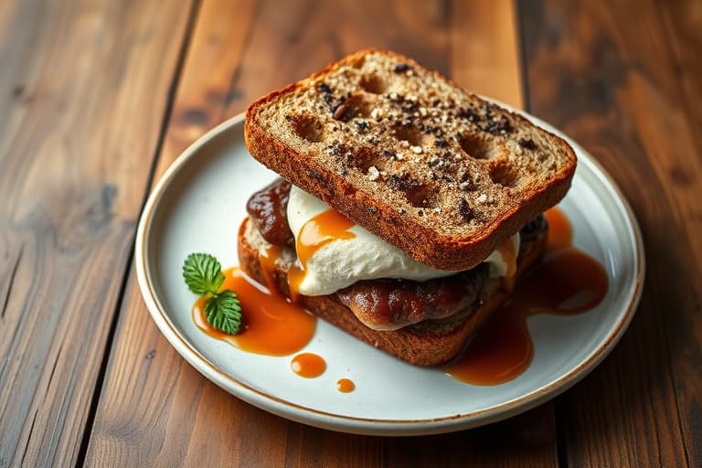 Brownie-iskrem-sandwicher med karamellsaus