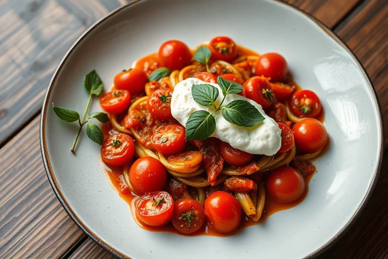 Ristede røde paprika og cherrytomater med ricotta